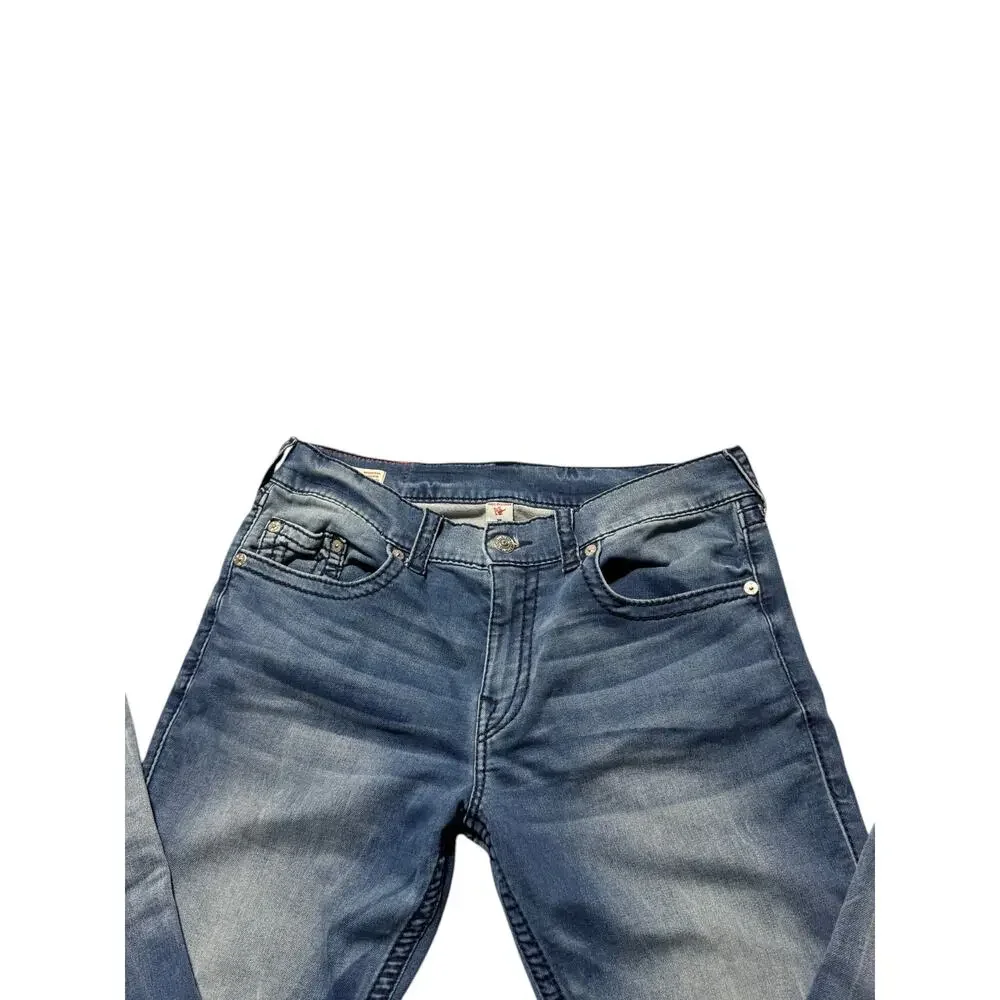 True Religion Straight Jeans Mens 36 Blue Denim Geno Relaxed Slim Fit Stretch